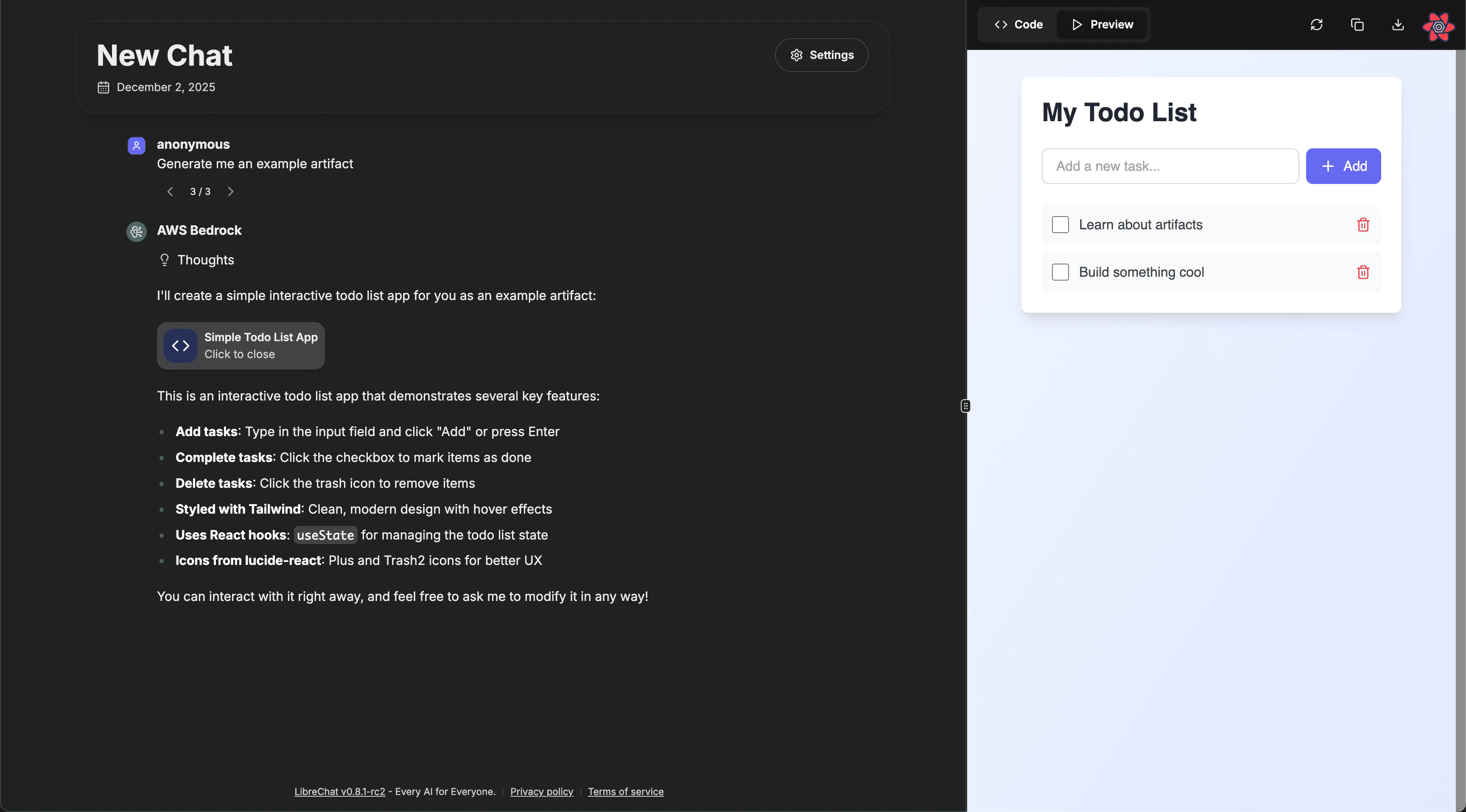 Artifacts work in shared conversations