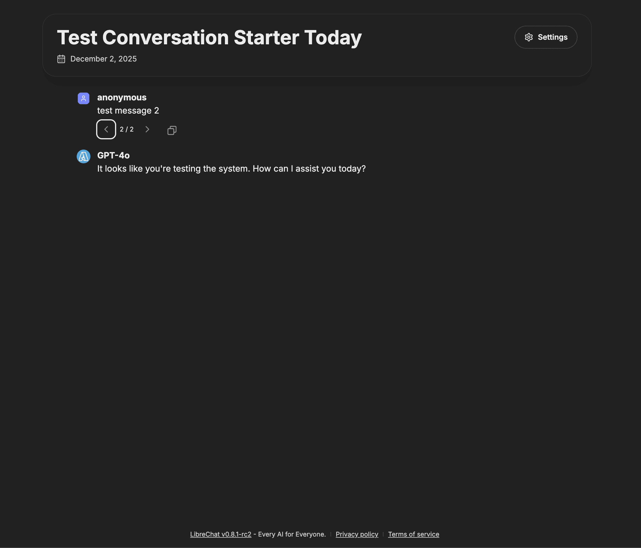 Branching support in shared conversations