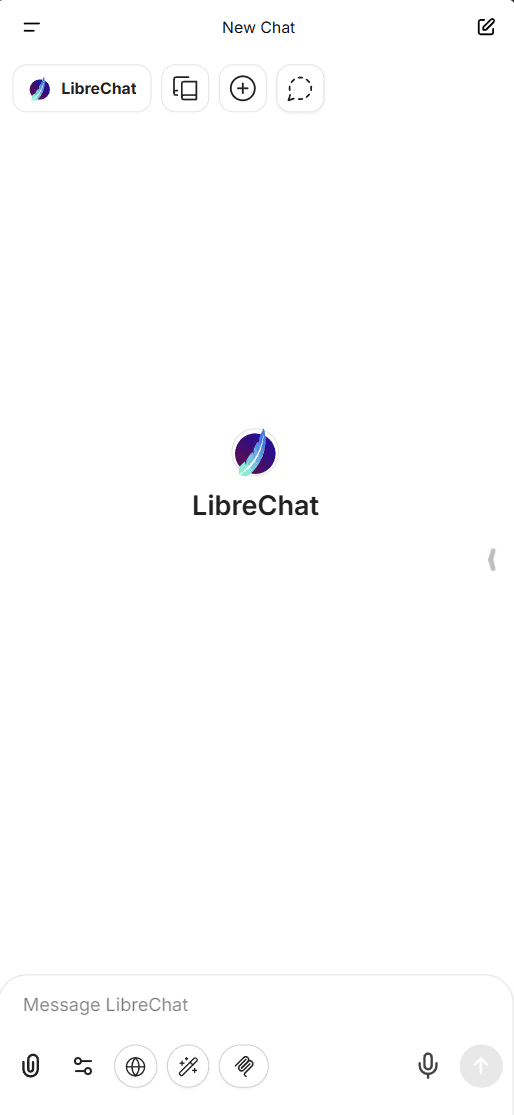 LibreChat mobile interface in light mode