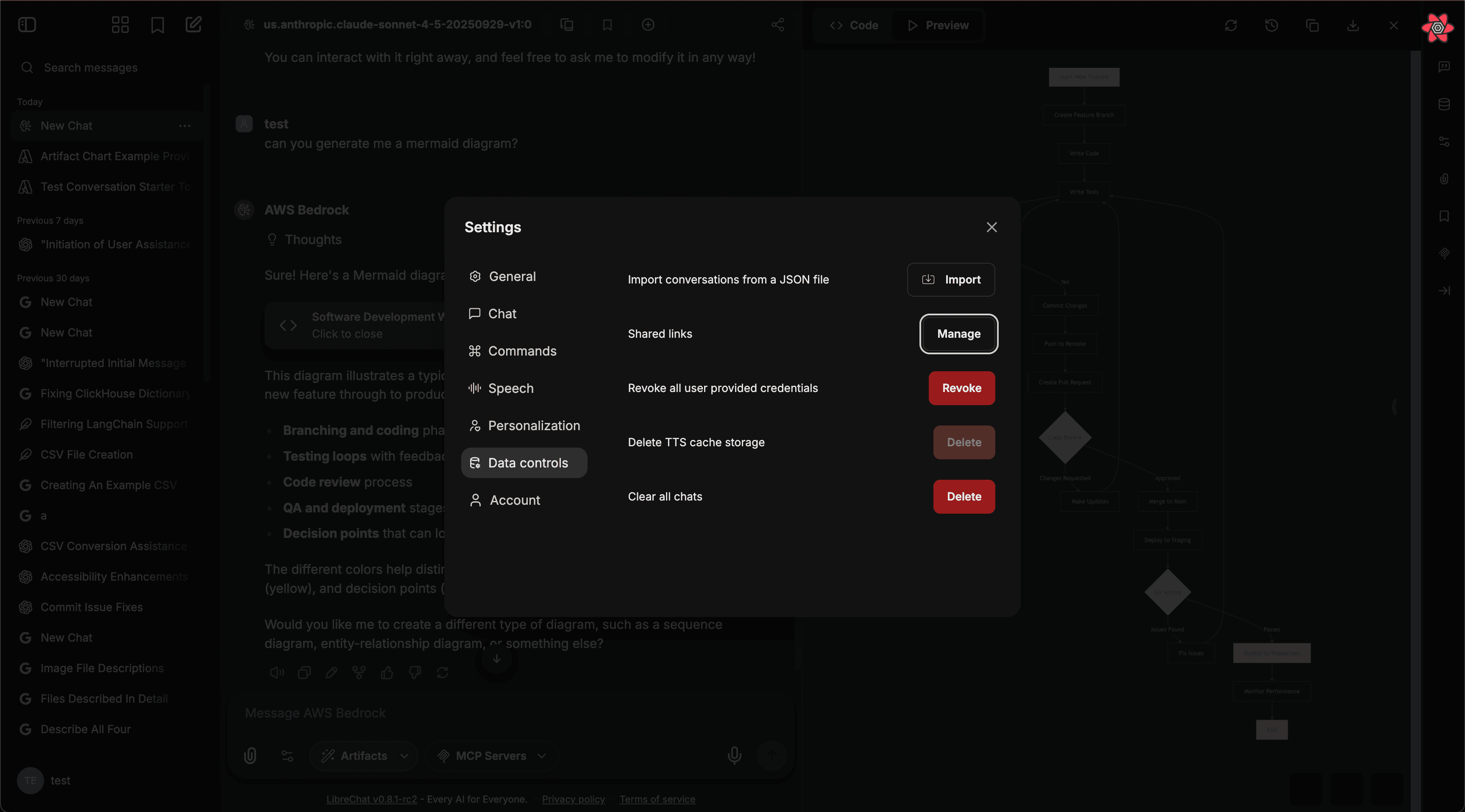 Shared links management dashboard