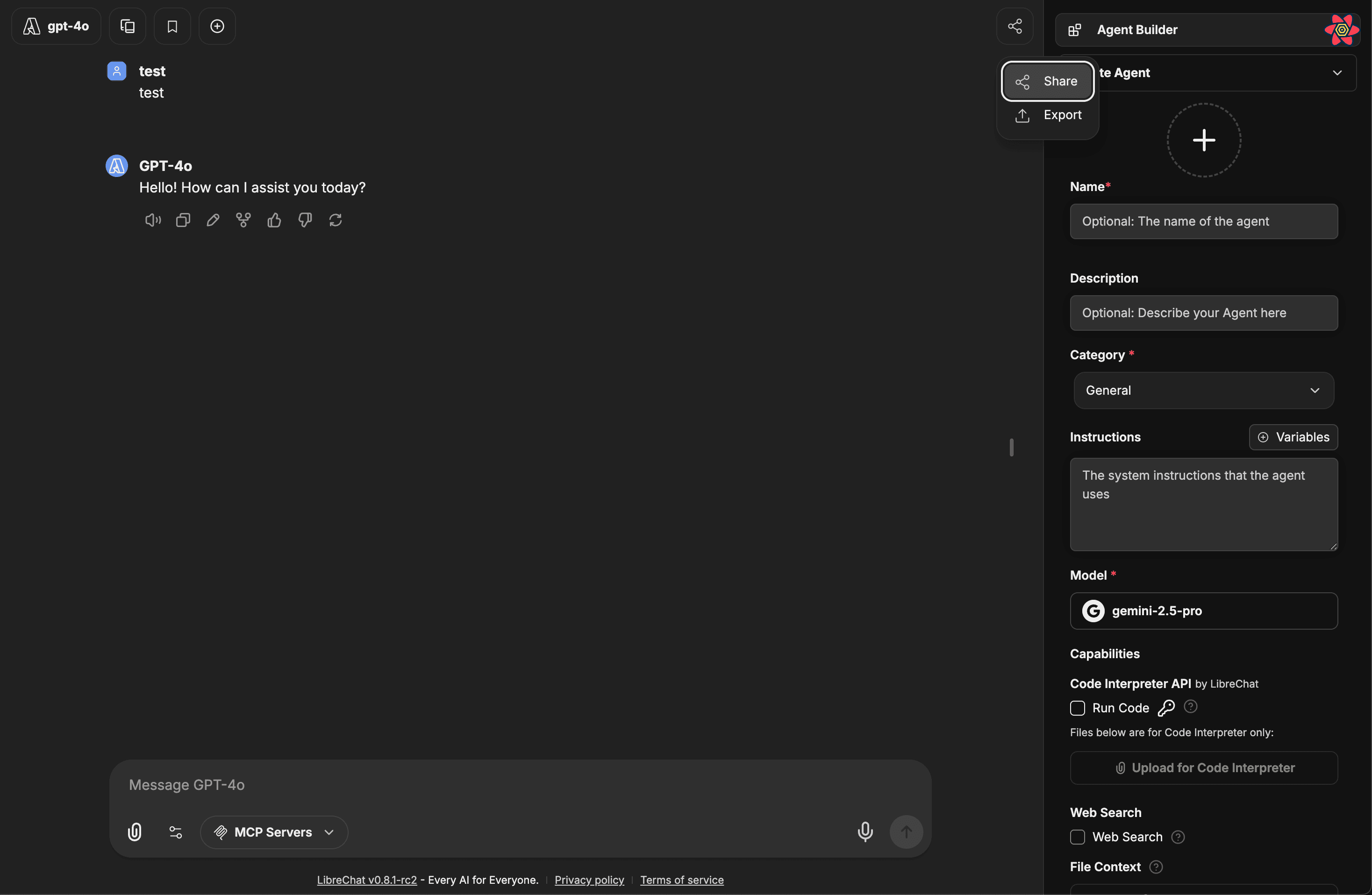 Click the share button in conversation