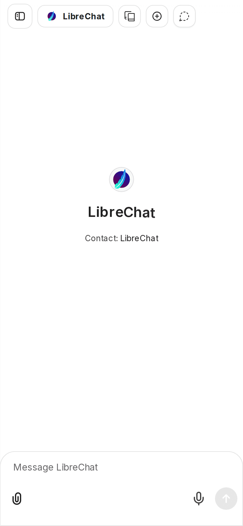 LibreChat mobile interface in light mode