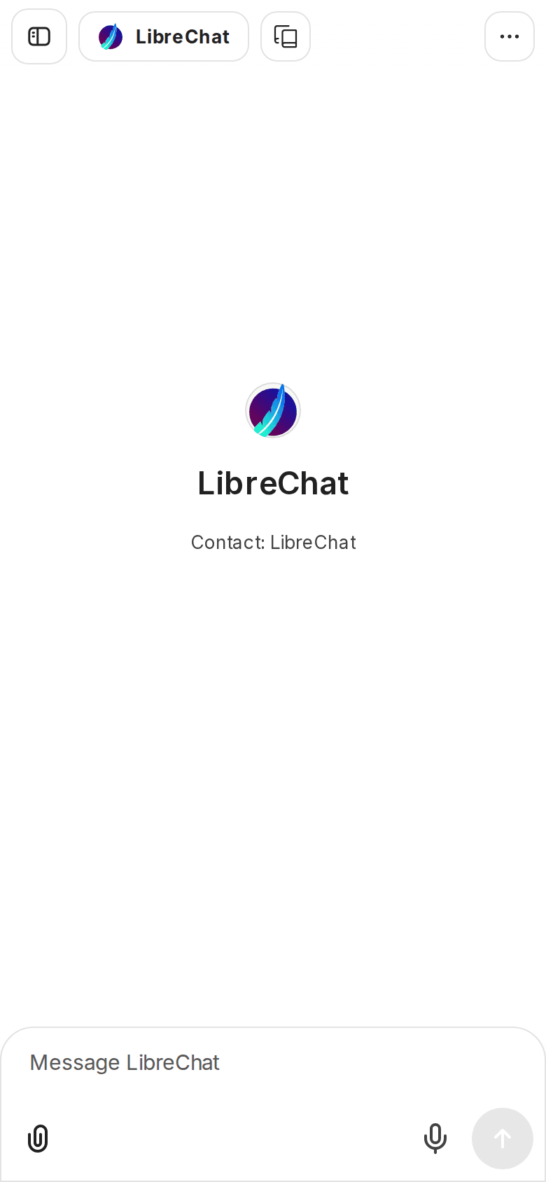 LibreChat mobile interface in light mode