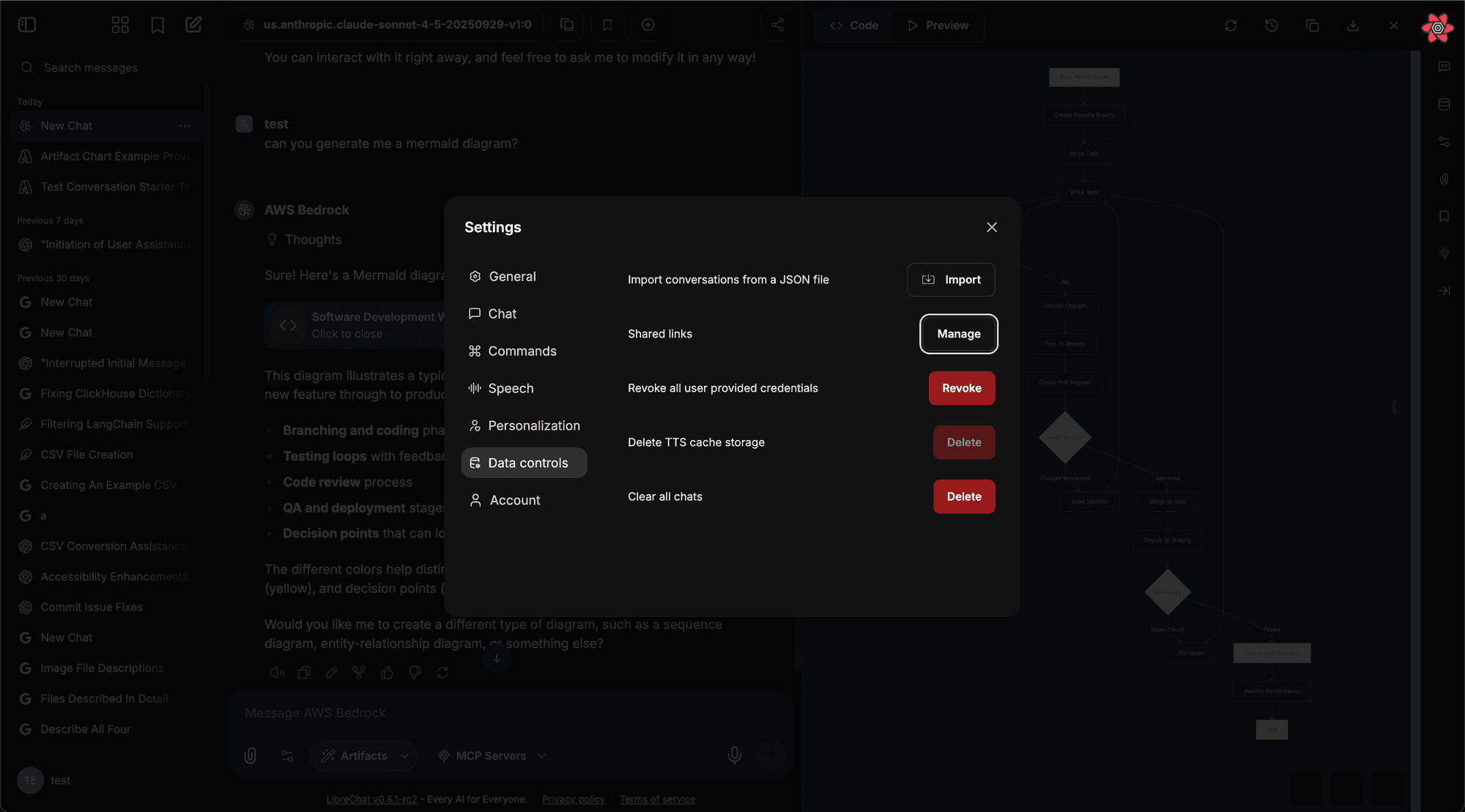 Shared links management dashboard