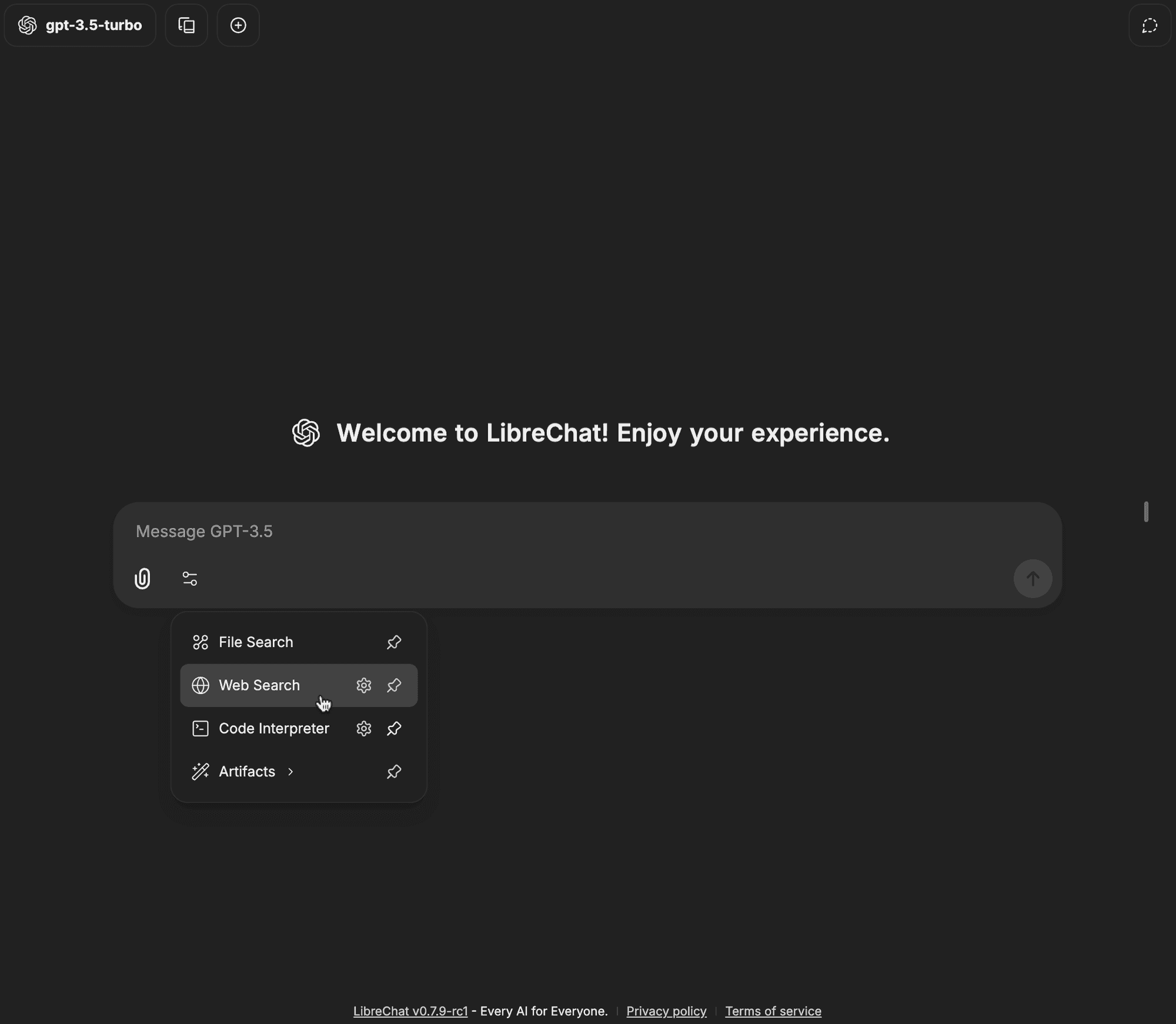 Web search badge in chat interface