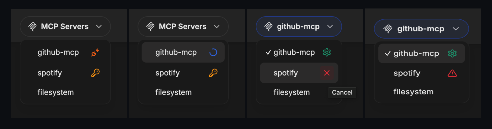 MCP Server Status Icons
