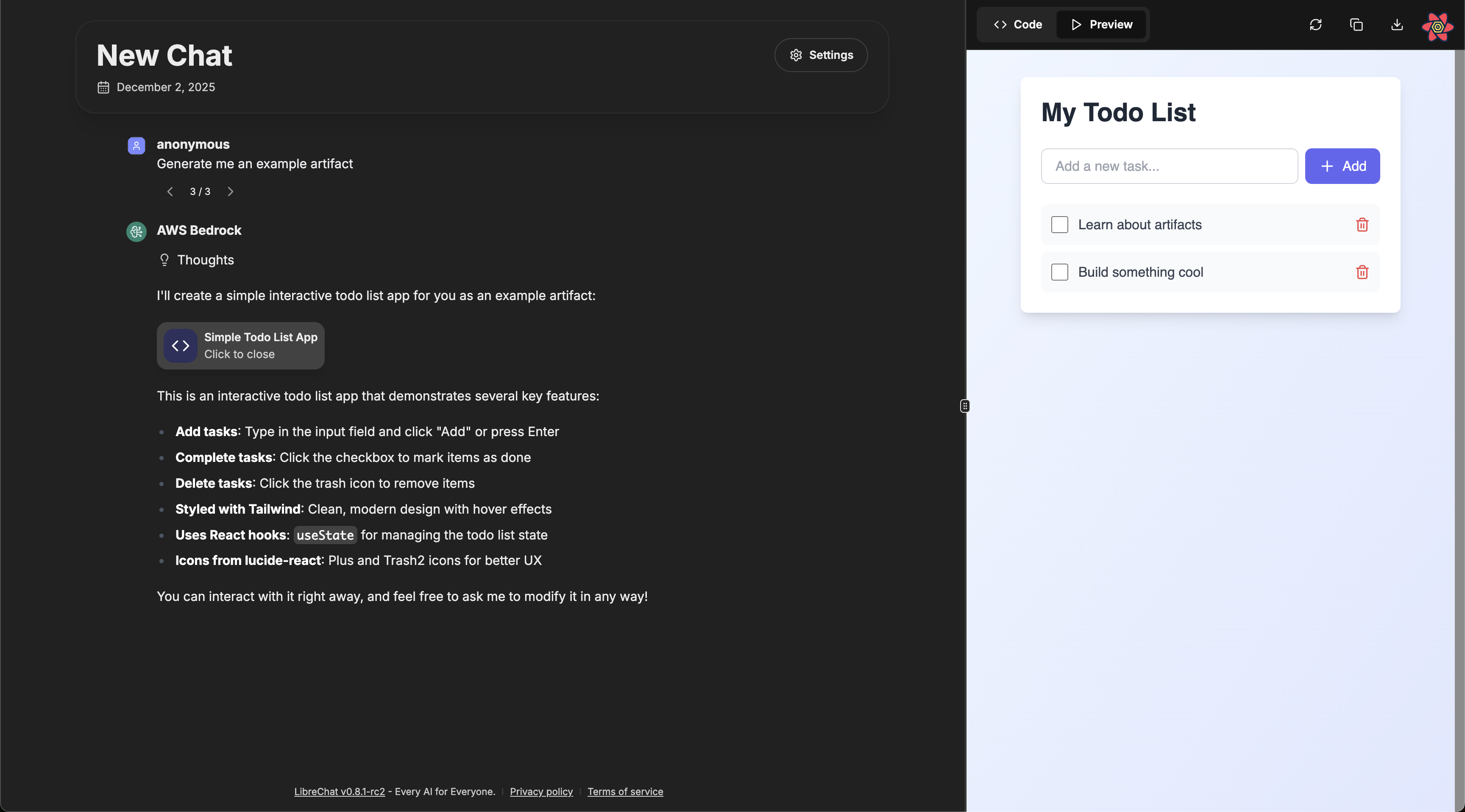 Artifacts work in shared conversations