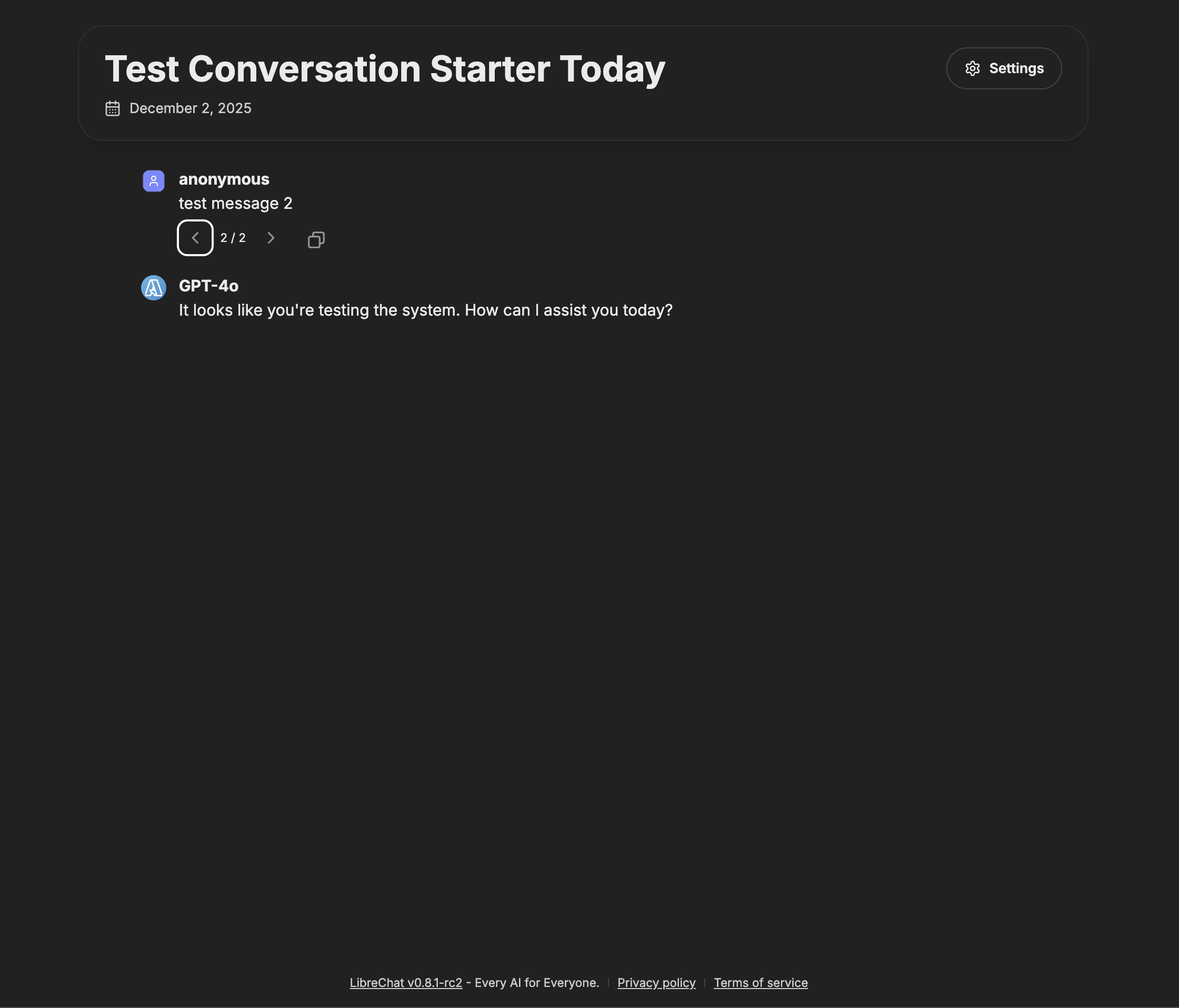 Branching support in shared conversations