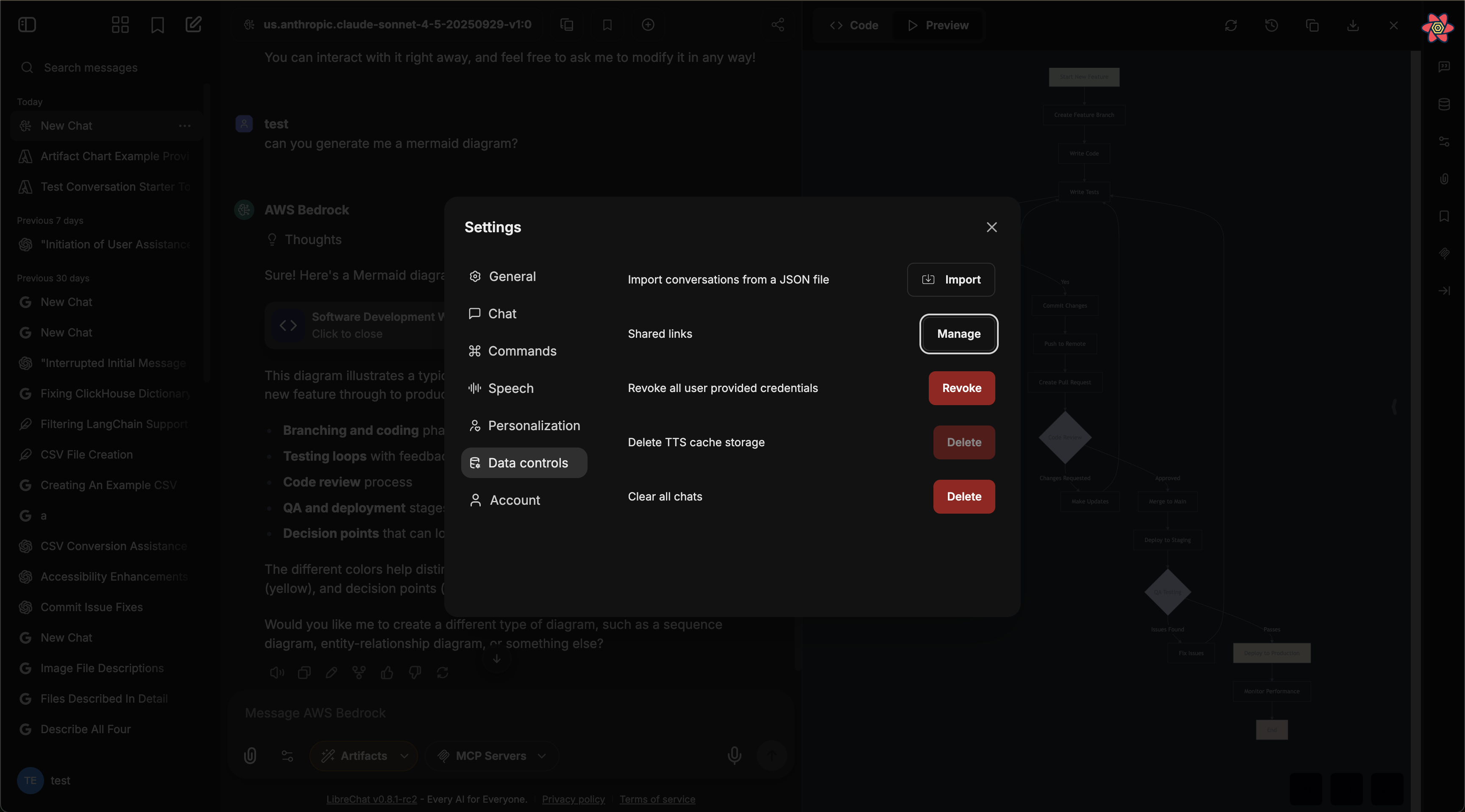 Shared links management dashboard