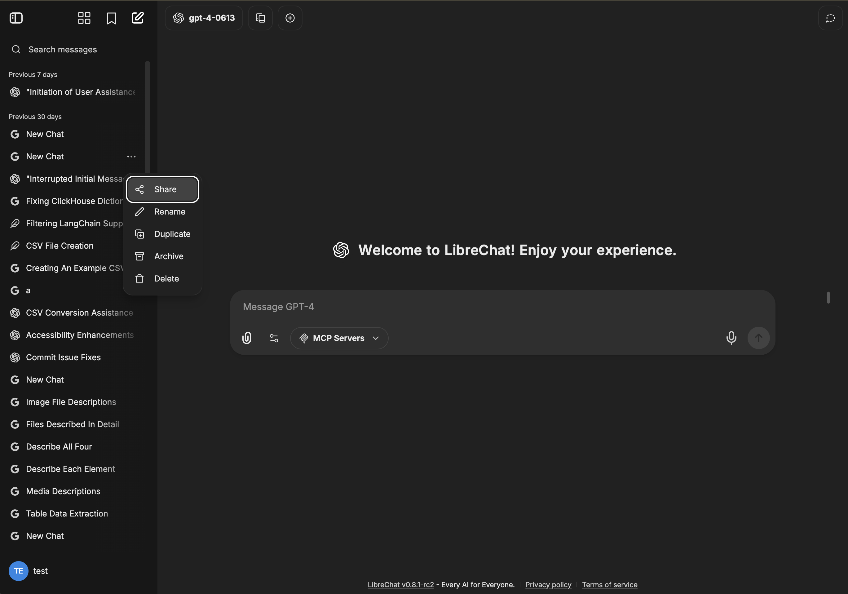 Click share from conversation menu