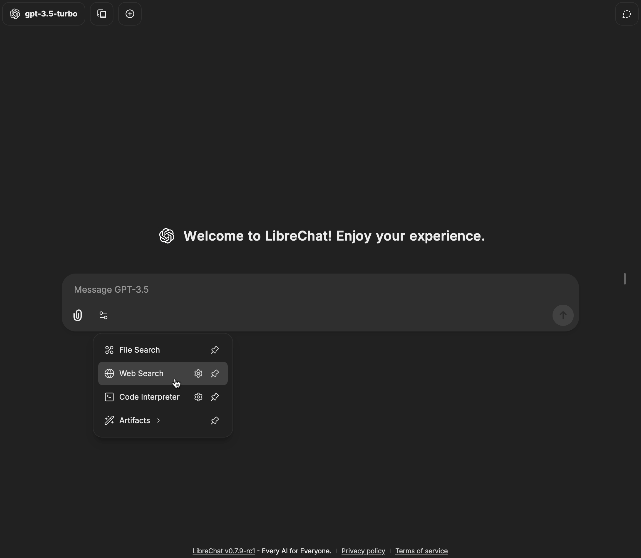 Web search badge in chat interface